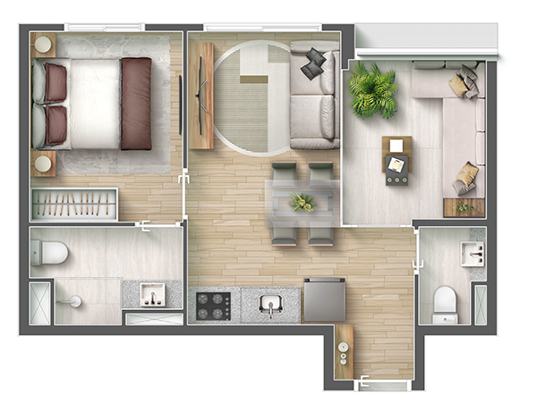 37M² - 1 Suíte- Final 4, 5 e 6